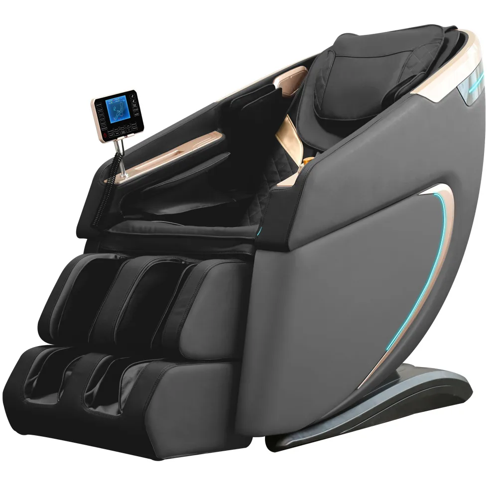 Full body massage chair with open-toe design, adjustable intensity, and heart rate monitoring