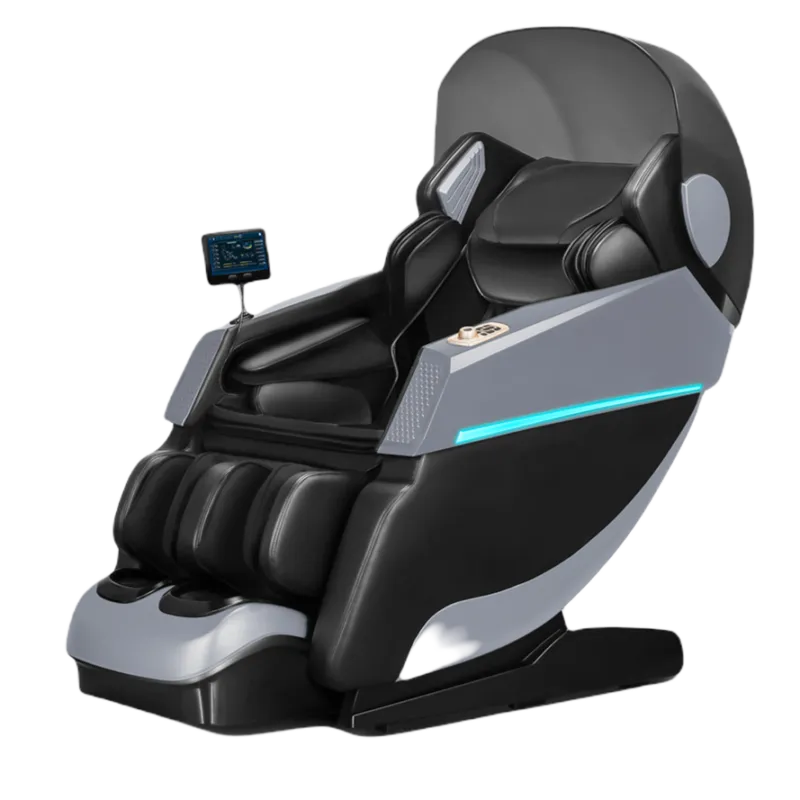 Zero gravity massage chair with advanced rollers, foot massager, and negative ion therapy for enhanced blood flow.